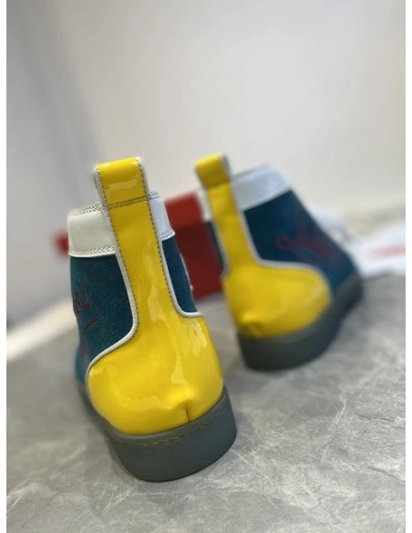 Replica Christian Louboutin Lou Pik Pik High-top Sneakers Suede and Calf Multicolor