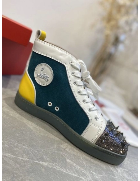 Replica Christian Louboutin Lou Pik Pik High-top Sneakers Suede and Calf Multicolor
