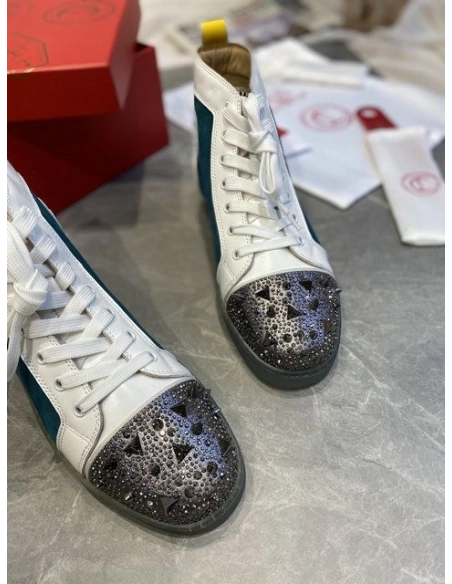 Replica Christian Louboutin Lou Pik Pik High-top Sneakers Suede and Calf Multicolor