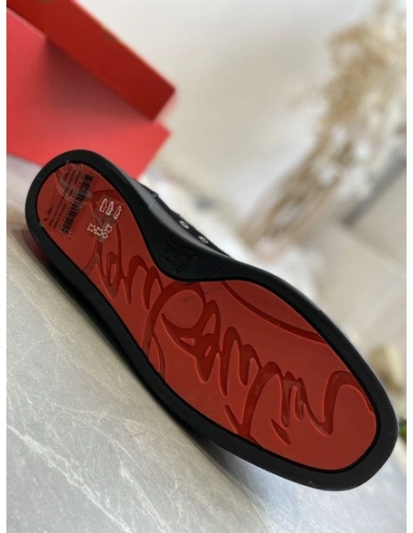 Replica Christian Louboutin Lou Pik Pik Strass High-top Sneakers Suede Black