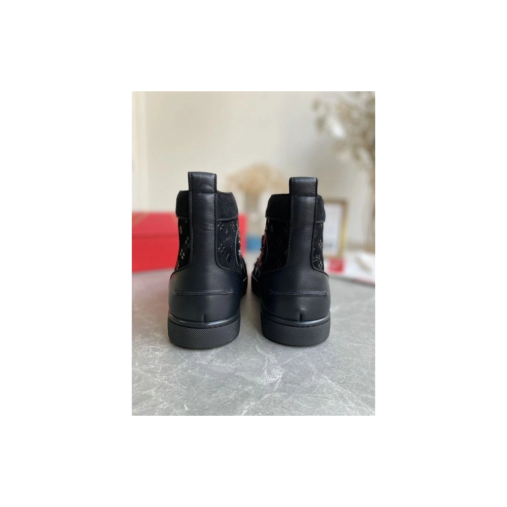 Replica Christian Louboutin Louis Orlato Spikes High-top Sneakers Suede Black