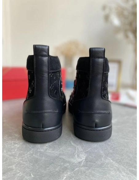 Replica Christian Louboutin Louis Orlato Spikes High-top Sneakers Suede Black
