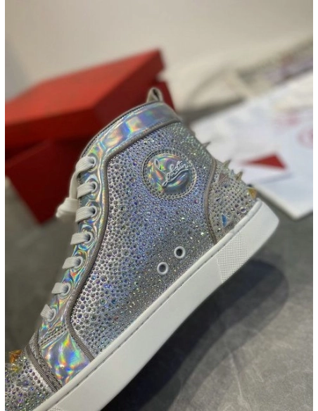 Fake Christian Louboutin Lou Pik Pik 2 Orlato Sneakers Strass Embellished Silver