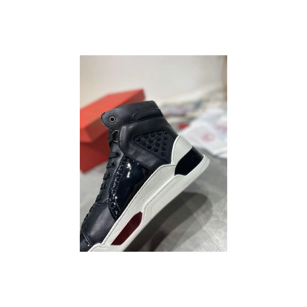 Knockoff Christian Louboutin Loubikick High Top Sneakers Calf Leather Black
