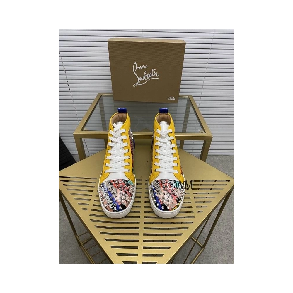 Discount Christian Louboutin Lou Spikes Loubiballage High-top Sneakers With Spikes In Version Multi