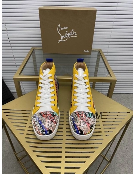 Discount Christian Louboutin Lou Spikes Loubiballage High-top Sneakers With Spikes In Version Multi