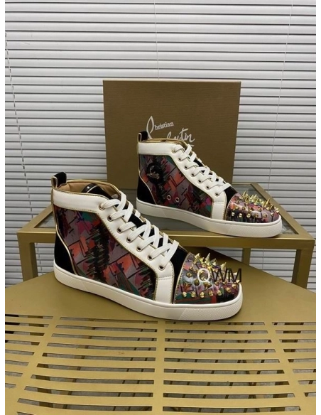 Replica Christian Louboutin Lou Pik Pik Orlato High-top Sneakers Printed Spiked Multicolor