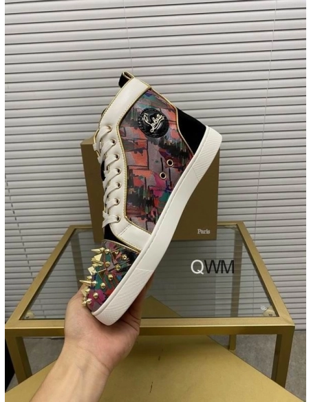 Replica Christian Louboutin Lou Pik Pik Orlato High-top Sneakers Printed Spiked Multicolor