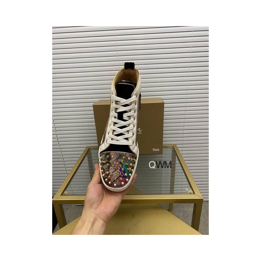 Replica Christian Louboutin Lou Pik Pik Orlato High-top Sneakers Printed Spiked Multicolor