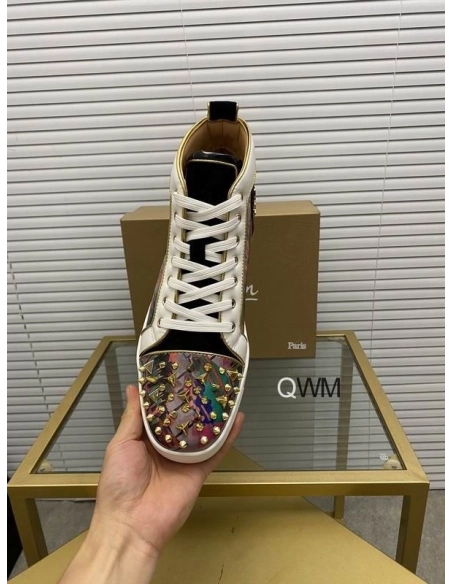 Replica Christian Louboutin Lou Pik Pik Orlato High-top Sneakers Printed Spiked Multicolor