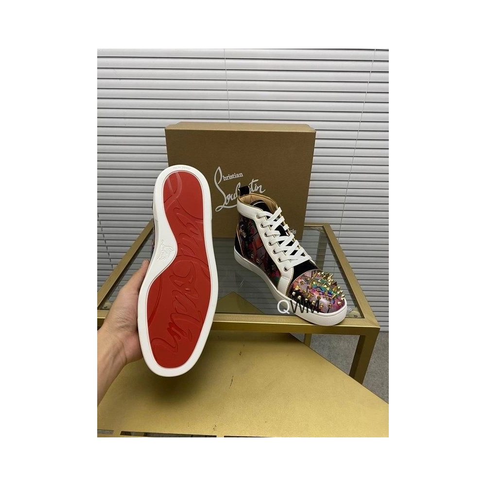 Replica Christian Louboutin Lou Pik Pik Orlato High-top Sneakers Printed Spiked Multicolor