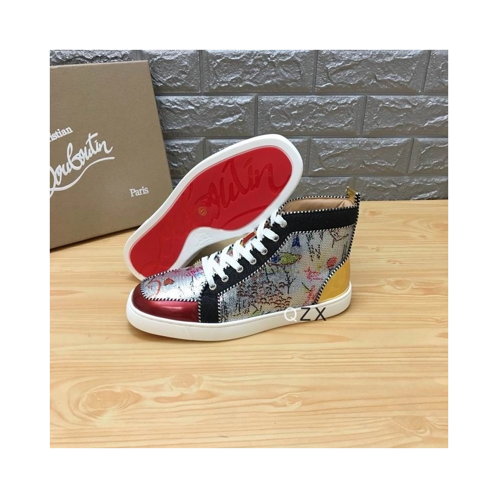 Knockoff Christian Louboutin Rantus Orlato High-top Sneakers Sequin And Leather Multicolor