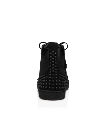 Replica Christian Louboutin Lou Spikes 2 Sneaker Fabric And Calf Leather Black