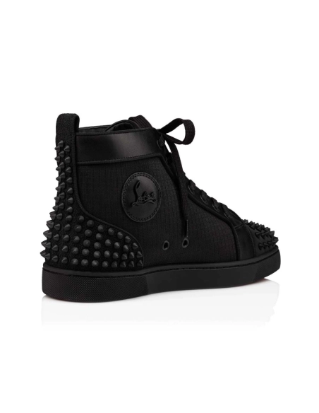 Replica Christian Louboutin Lou Spikes 2 Sneaker Fabric And Calf Leather Black