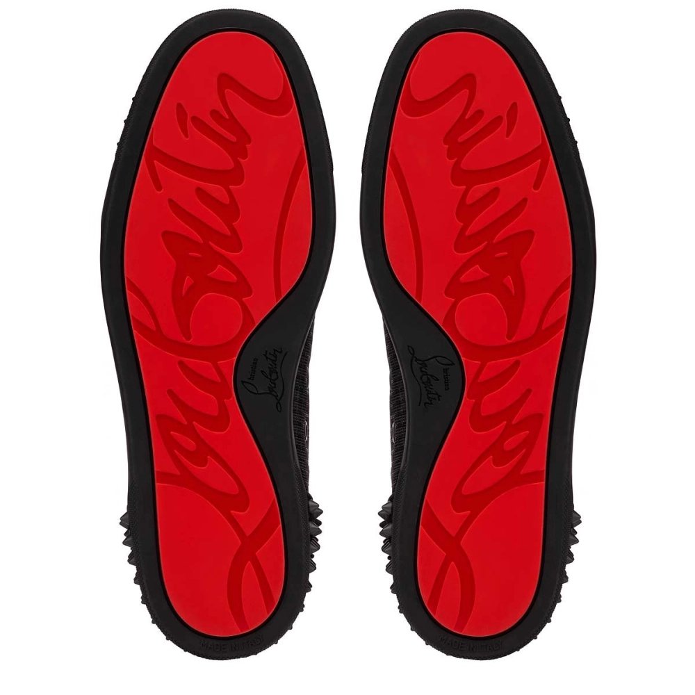 Replica Christian Louboutin Lou Spikes 2 Sneaker Fabric And Calf Leather Black
