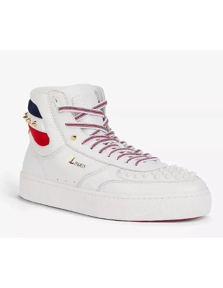 Discount Christian Louboutin Top Rui Spikes High-top Sneakers Leather White Outlet