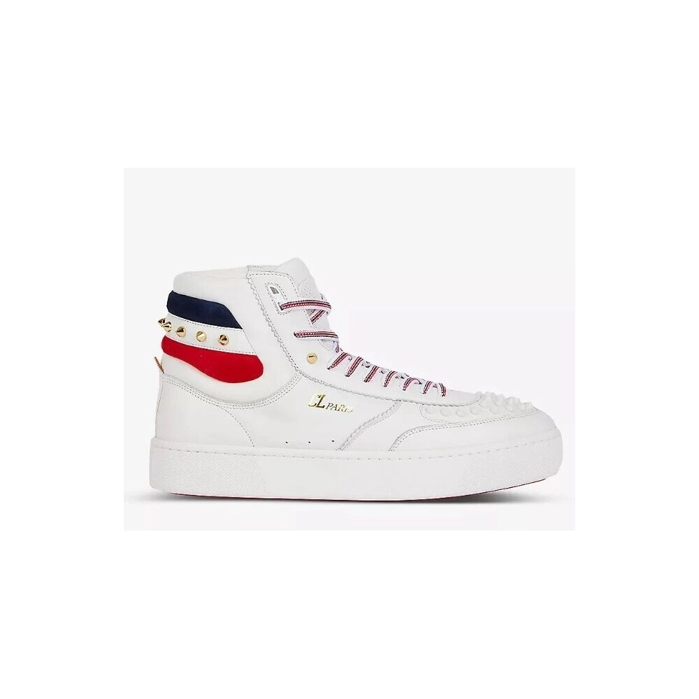 Discount Christian Louboutin Top Rui Spikes High-top Sneakers Leather White Outlet