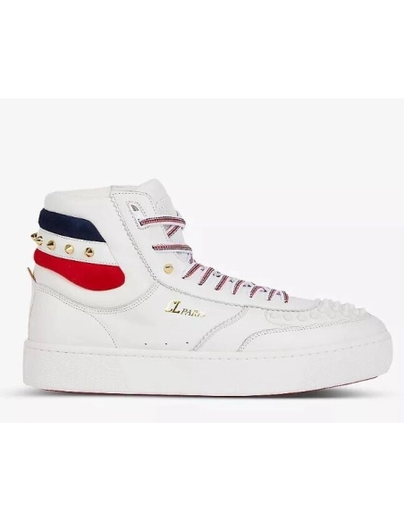 Discount Christian Louboutin Top Rui Spikes High-top Sneakers Leather White Outlet