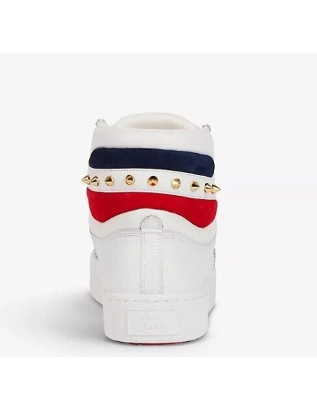 Discount Christian Louboutin Top Rui Spikes High-top Sneakers Leather White Outlet