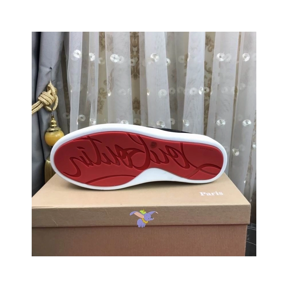 Cheap Christian Louboutin Top Rui High-top Leather Sneakers Black, Discount Christian Louboutin Outlet