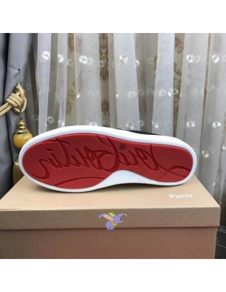 Cheap Christian Louboutin Top Rui High-top Leather Sneakers Black, Discount Christian Louboutin Outlet