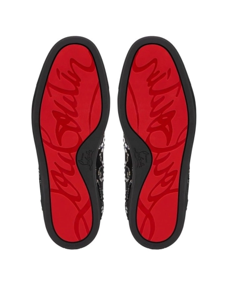 Replica Christian Louboutin Octolouis Strass High-Top Sneakers Velvet And Strass Black