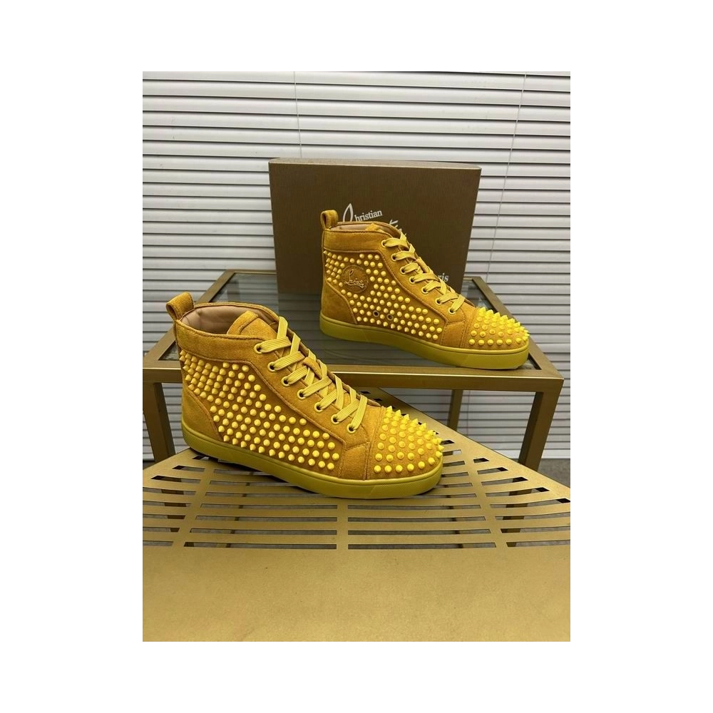 Discount Christian Louboutin Louis Orlato Suede High-top Sneakers Outlet Sale, Cheap CL Shoes Store