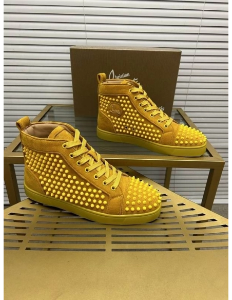 Discount Christian Louboutin Louis Orlato Suede High-top Sneakers Outlet Sale, Cheap CL Shoes Store