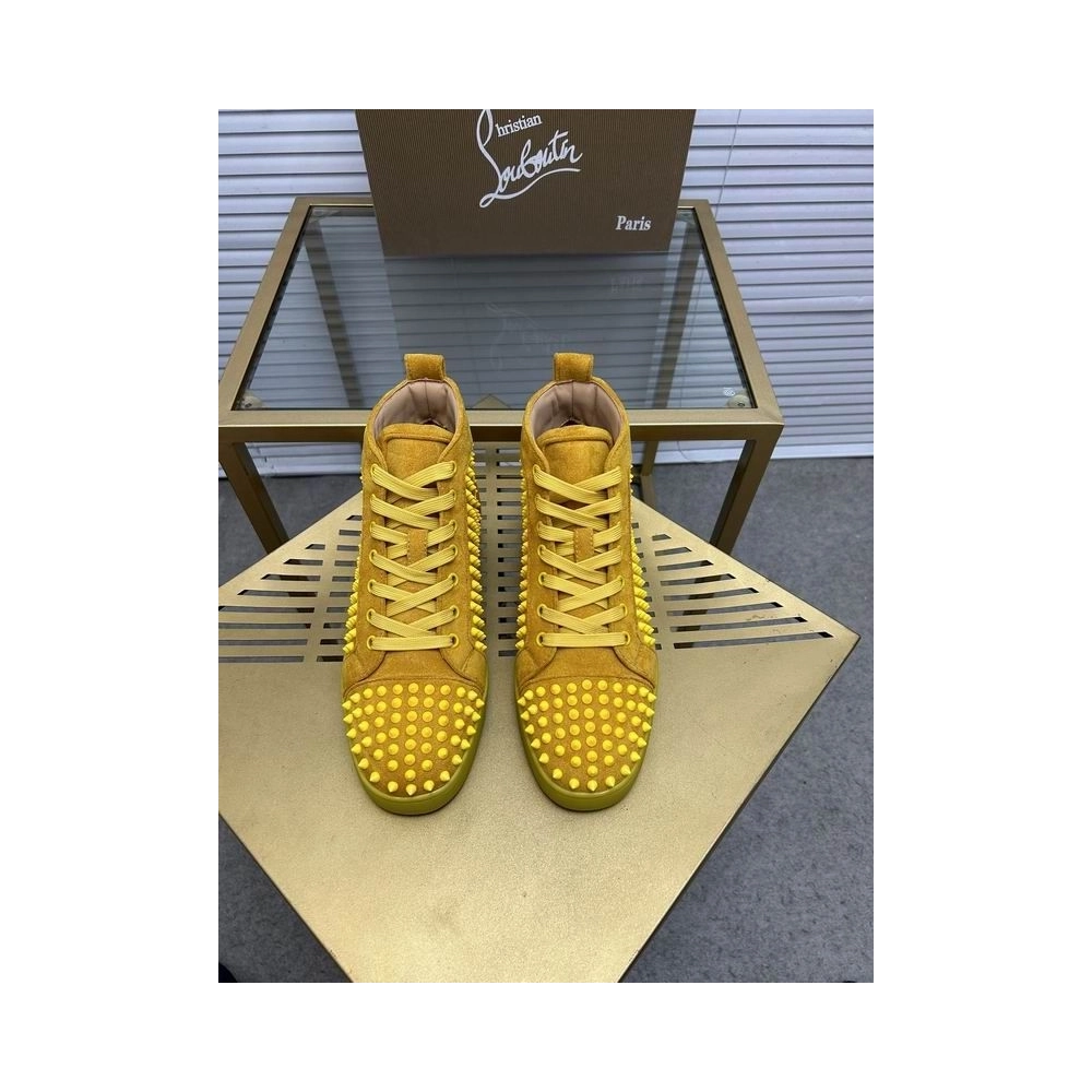 Discount Christian Louboutin Louis Orlato Suede High-top Sneakers Outlet Sale, Cheap CL Shoes Store