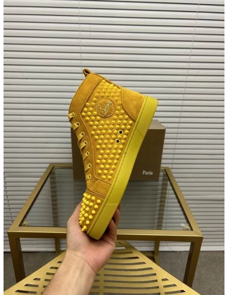 Discount Christian Louboutin Louis Orlato Suede High-top Sneakers Outlet Sale, Cheap CL Shoes Store