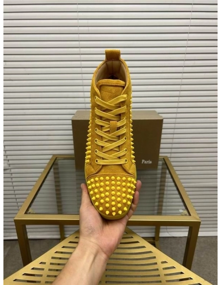 Discount Christian Louboutin Louis Orlato Suede High-top Sneakers Outlet Sale, Cheap CL Shoes Store