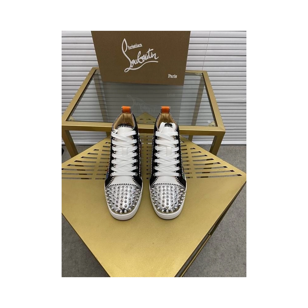 Replica Christian Louboutin Lou Spikes Orlato Flat Sneakers Multicolor, Knockoff Christian Louboutin Shoes