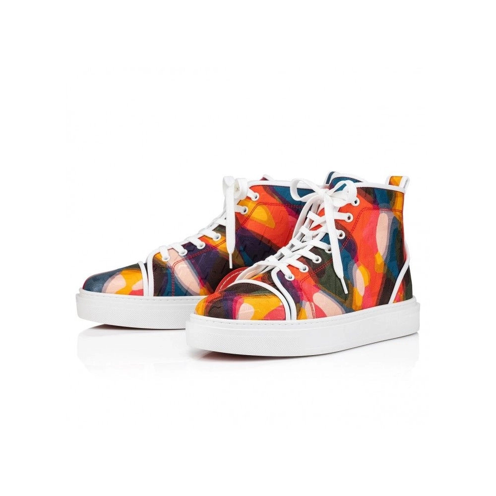 Discount Christian Louboutin Adolon High-Top Sneakers Nylon Cl Varsity Illusion And Nappa Leather Multicolor Outlet