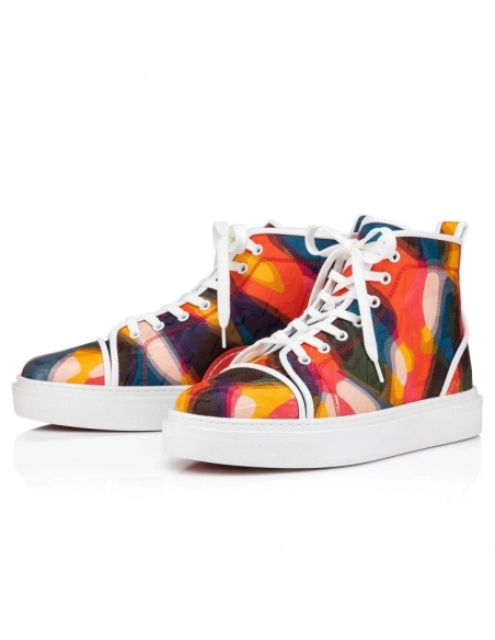 Discount Christian Louboutin Adolon High-Top Sneakers Nylon Cl Varsity Illusion And Nappa Leather Multicolor Outlet