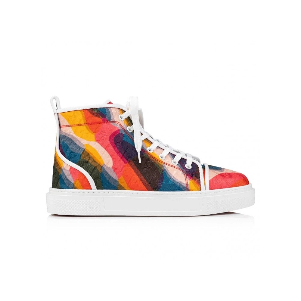Discount Christian Louboutin Adolon High-Top Sneakers Nylon Cl Varsity Illusion And Nappa Leather Multicolor Outlet