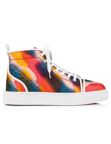 Discount Christian Louboutin Adolon High-Top Sneakers Nylon Cl Varsity Illusion And Nappa Leather Multicolor Outlet