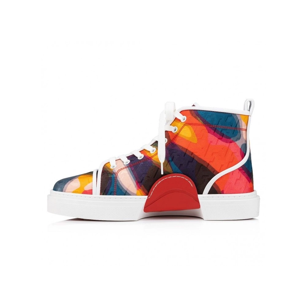 Discount Christian Louboutin Adolon High-Top Sneakers Nylon Cl Varsity Illusion And Nappa Leather Multicolor Outlet