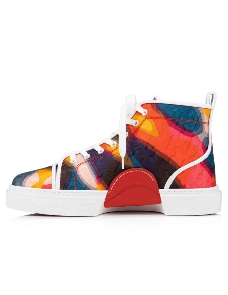 Discount Christian Louboutin Adolon High-Top Sneakers Nylon Cl Varsity Illusion And Nappa Leather Multicolor Outlet