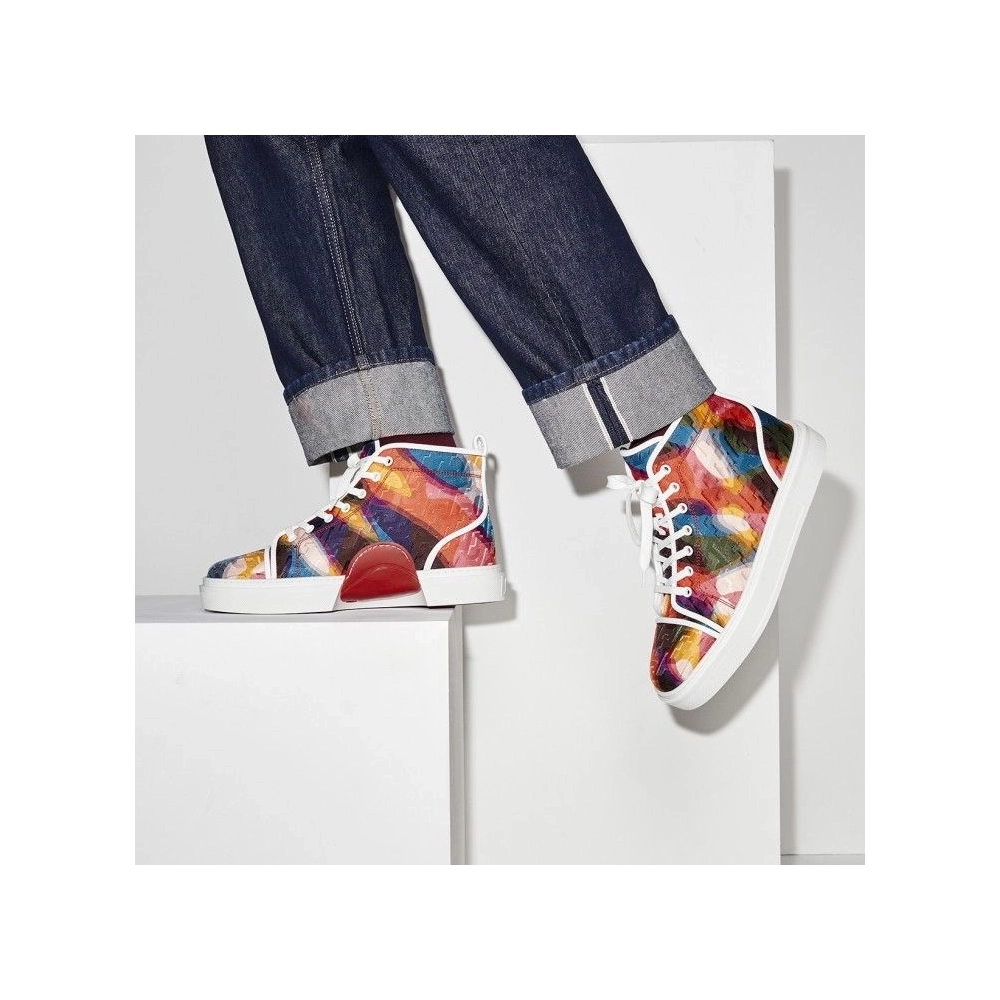 Discount Christian Louboutin Adolon High-Top Sneakers Nylon Cl Varsity Illusion And Nappa Leather Multicolor Outlet