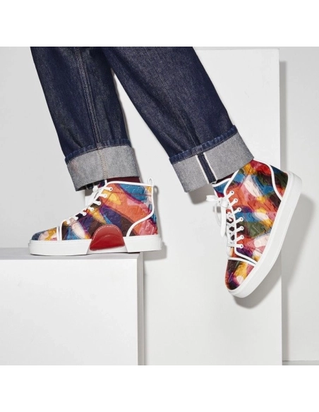 Discount Christian Louboutin Adolon High-Top Sneakers Nylon Cl Varsity Illusion And Nappa Leather Multicolor Outlet
