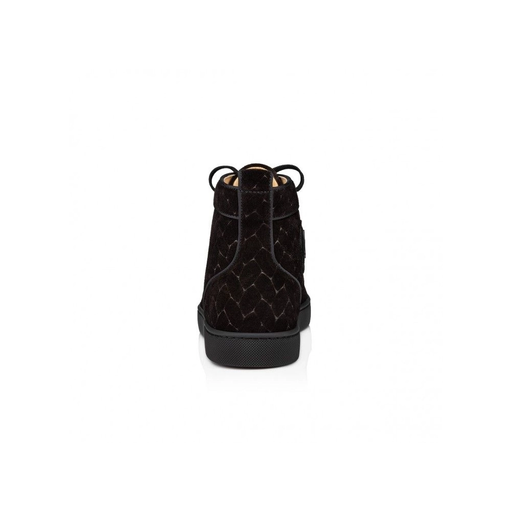 Knockoff Christian Louboutin Louis High-Top Sneakers Braided Calf Leather Black, Fake CL Shoes