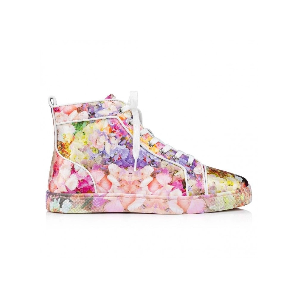 Discount Christian Louboutin Louis High-Top Sneakers Crepe Satin Blooming Print Multicolor Outlet Online