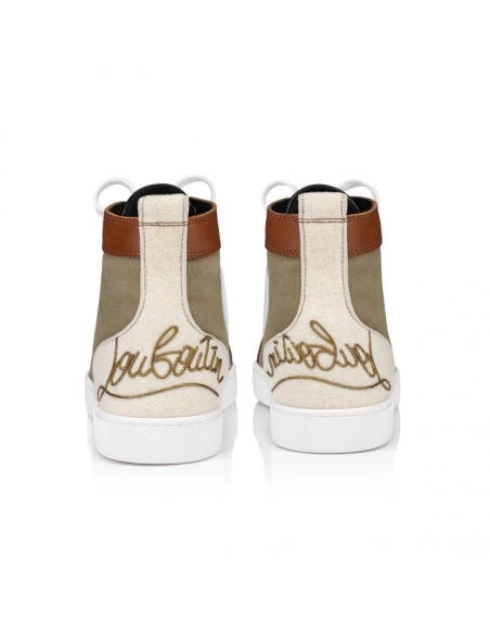 Knockoff Christian Louboutin Fun Louis High-Top Sneakers Calf Leather And Olona Canva Multicolor