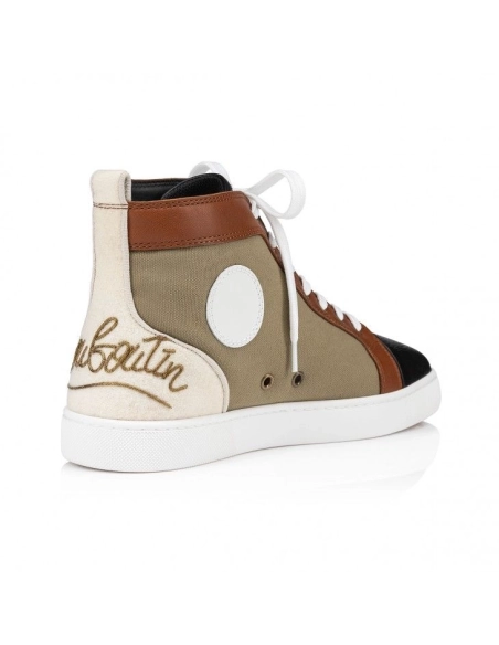 Knockoff Christian Louboutin Fun Louis High-Top Sneakers Calf Leather And Olona Canva Multicolor
