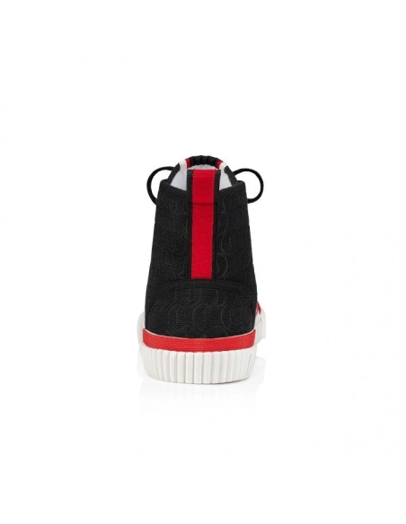 Cheap Christian Louboutin Pedro High-Top Sneakers Jacquard Monogram Cl Black on Sale, Discount CL Shoes