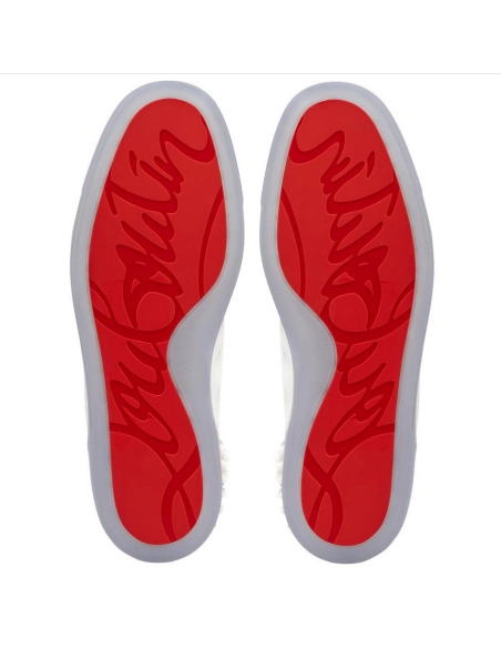 Cheap Christian Louboutin Lou Spikes 2 Sneaker High-Top Embossed Calfskin White, Discount CL Shoes Outlet Store