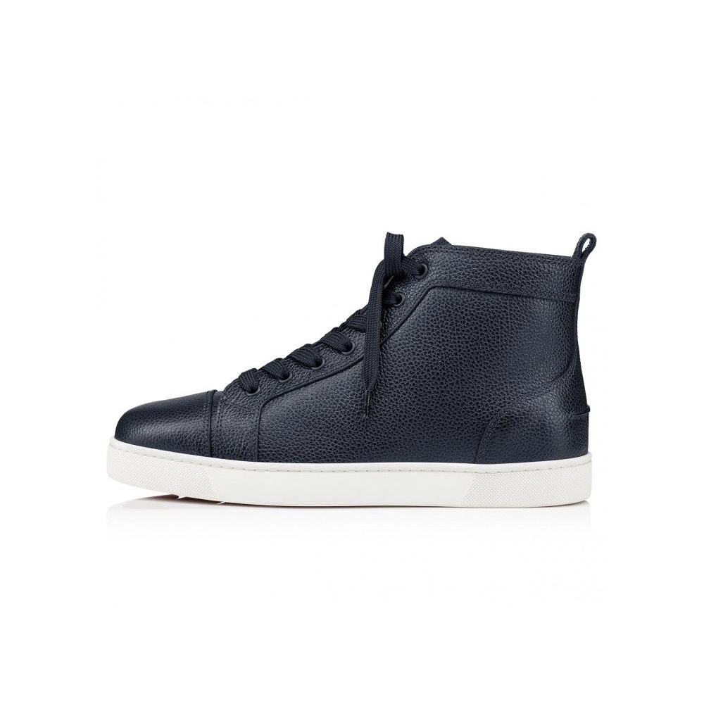 Discount Christian Louboutin Louis High-Top Sneakers Grained Calf Leather Marine, Cheap Christian Louboutin Shoes Outlet Online