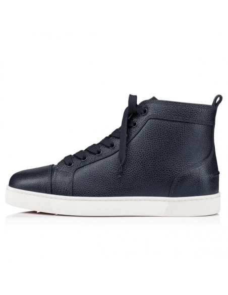 Discount Christian Louboutin Louis High-Top Sneakers Grained Calf Leather Marine, Cheap Christian Louboutin Shoes Outlet Online