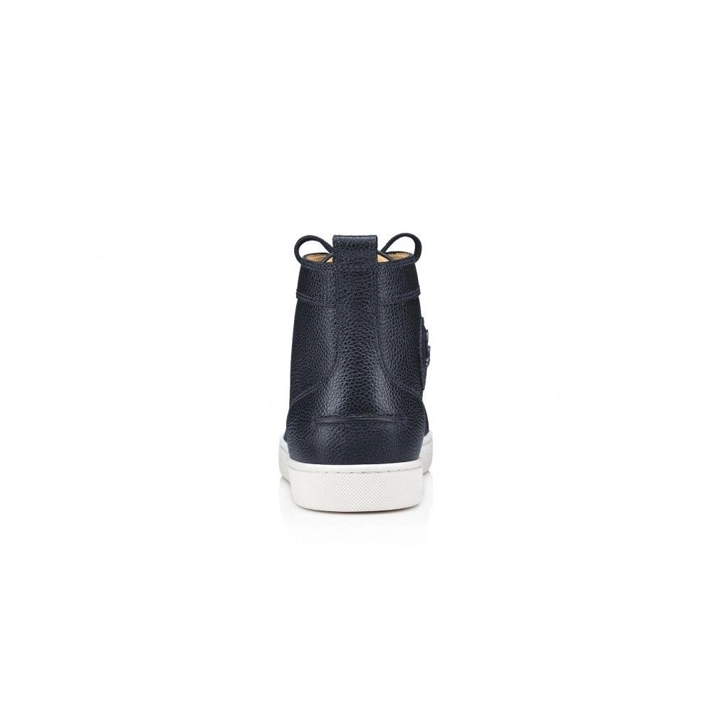 Discount Christian Louboutin Louis High-Top Sneakers Grained Calf Leather Marine, Cheap Christian Louboutin Shoes Outlet Online