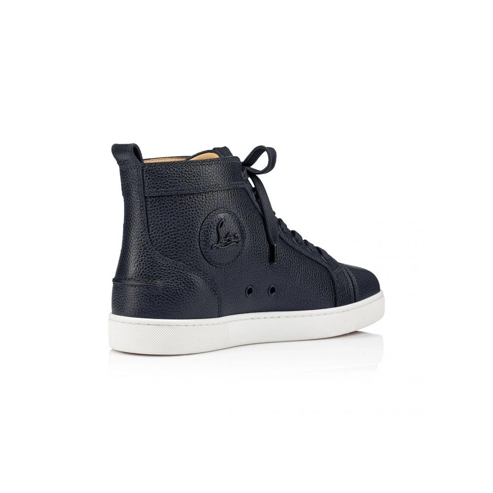 Discount Christian Louboutin Louis High-Top Sneakers Grained Calf Leather Marine, Cheap Christian Louboutin Shoes Outlet Online